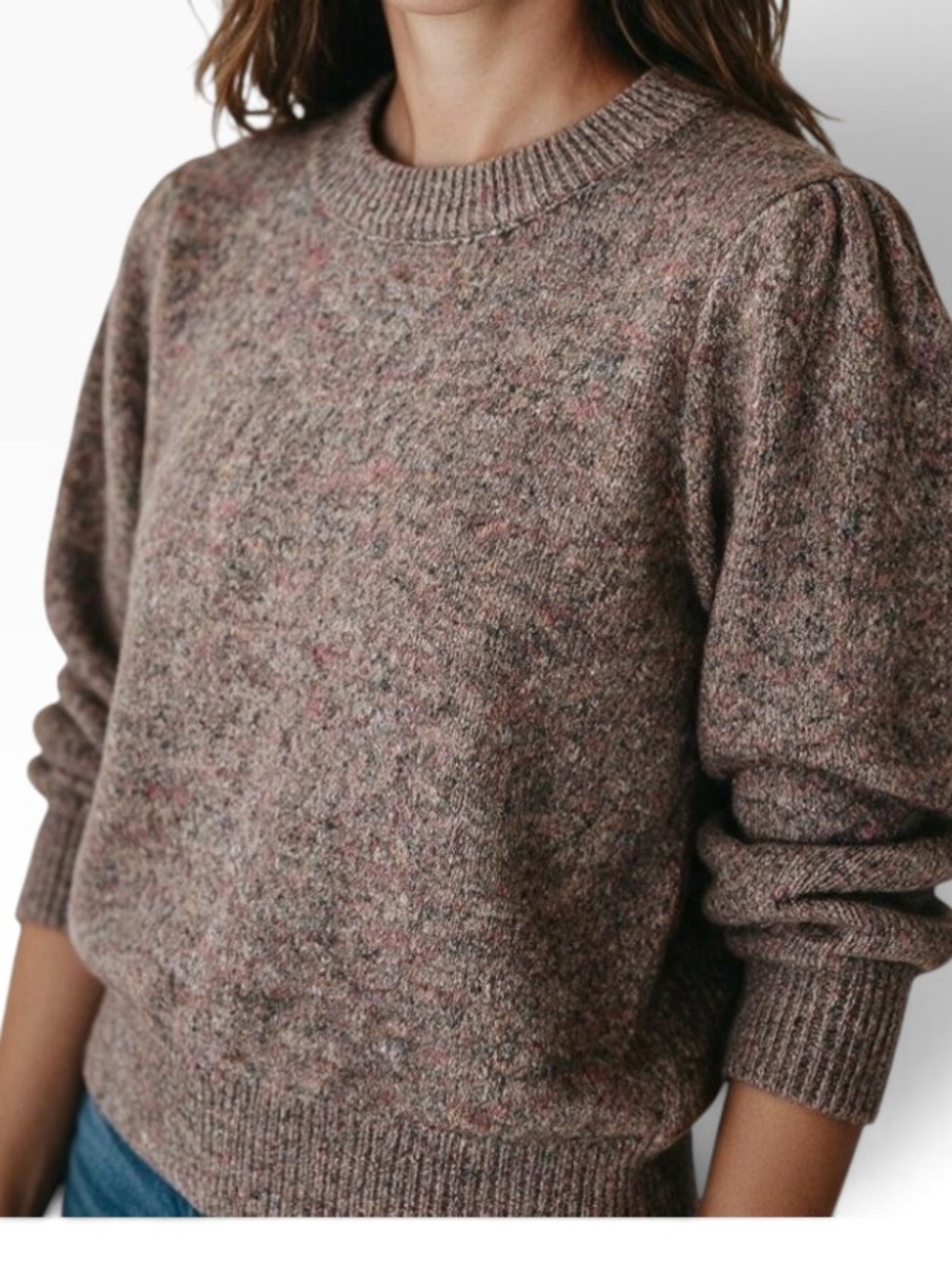 MARINE LAYER Alma Puff Sleeve Textured Knit Puff Sleeve Sweater  Size Medium